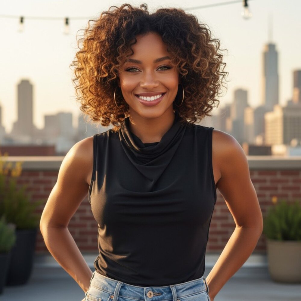 EXPRESS Black Cowl Neck Sleeveless Bodysuit L One Piece Shell Drape Neck Thong